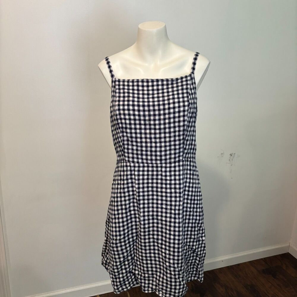 Old Navy Size large Navy Blue and white Picnic Gingham Mini Dress